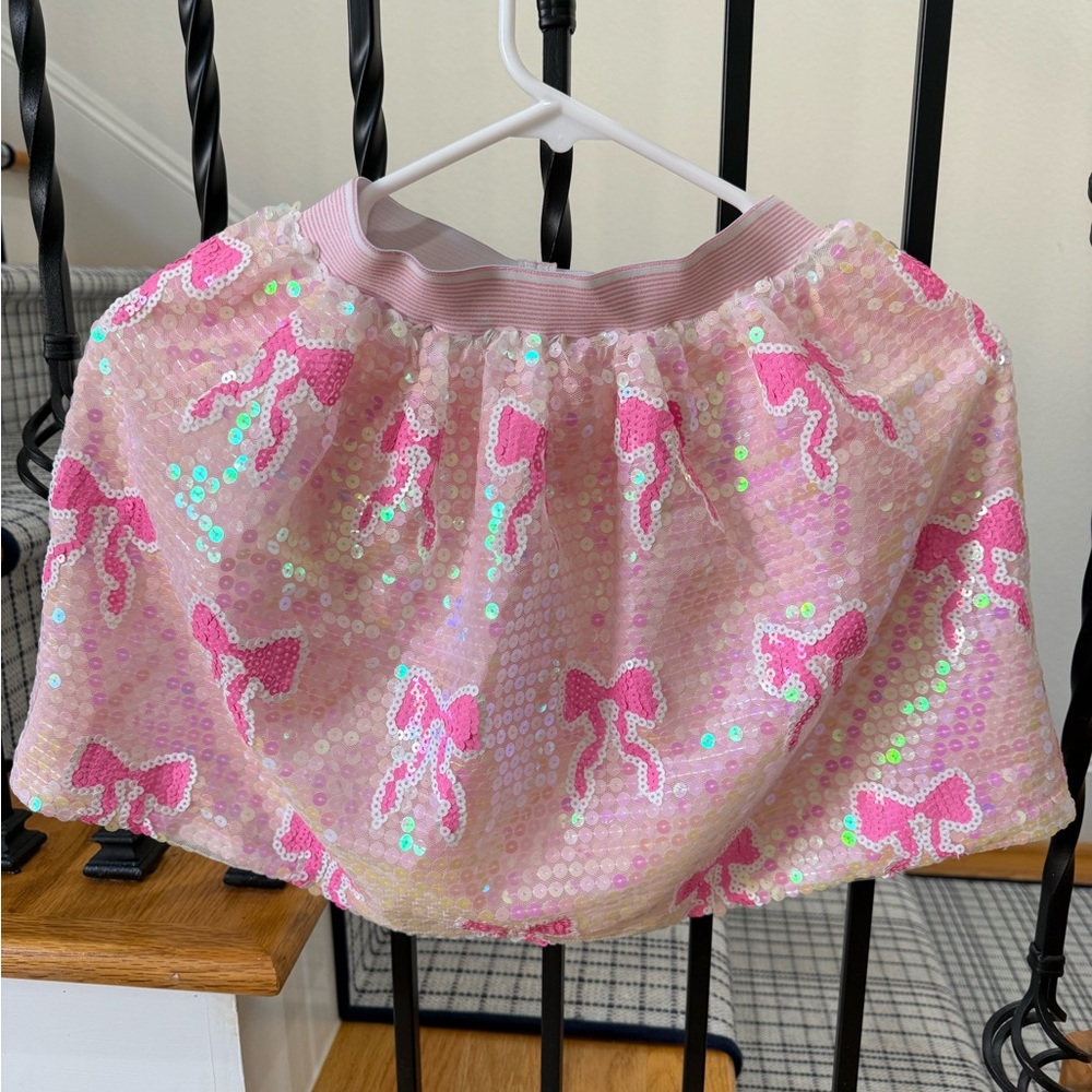 Pink Sequin Bow Skirt